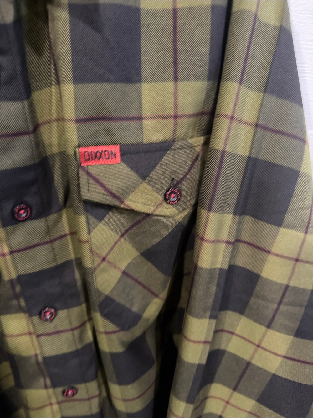 DIXXON Olive and Black Plaid Button-Down Flannel - Picture 7 of 8